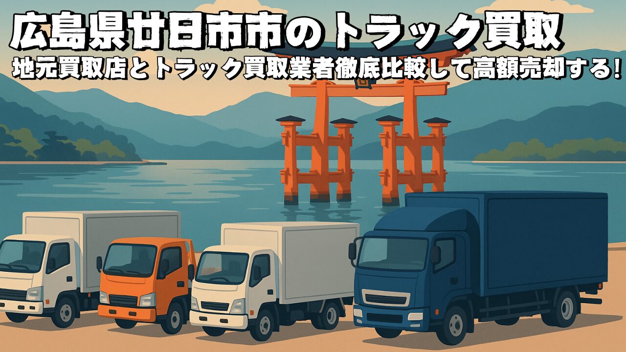 宮島に停車しているトラック