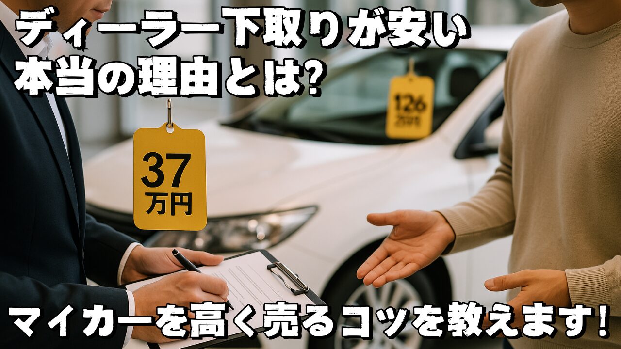 ディーラーで下取り査定をする男性