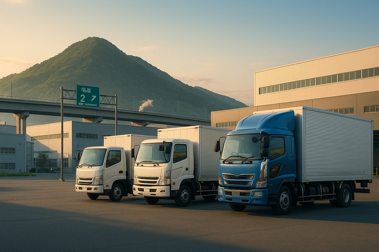 東広島の会社に停車しているトラック