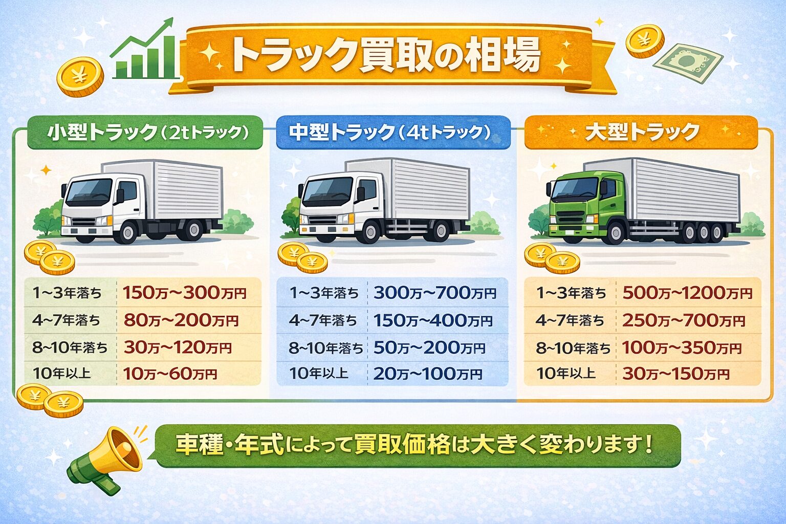 トラック買取相場表