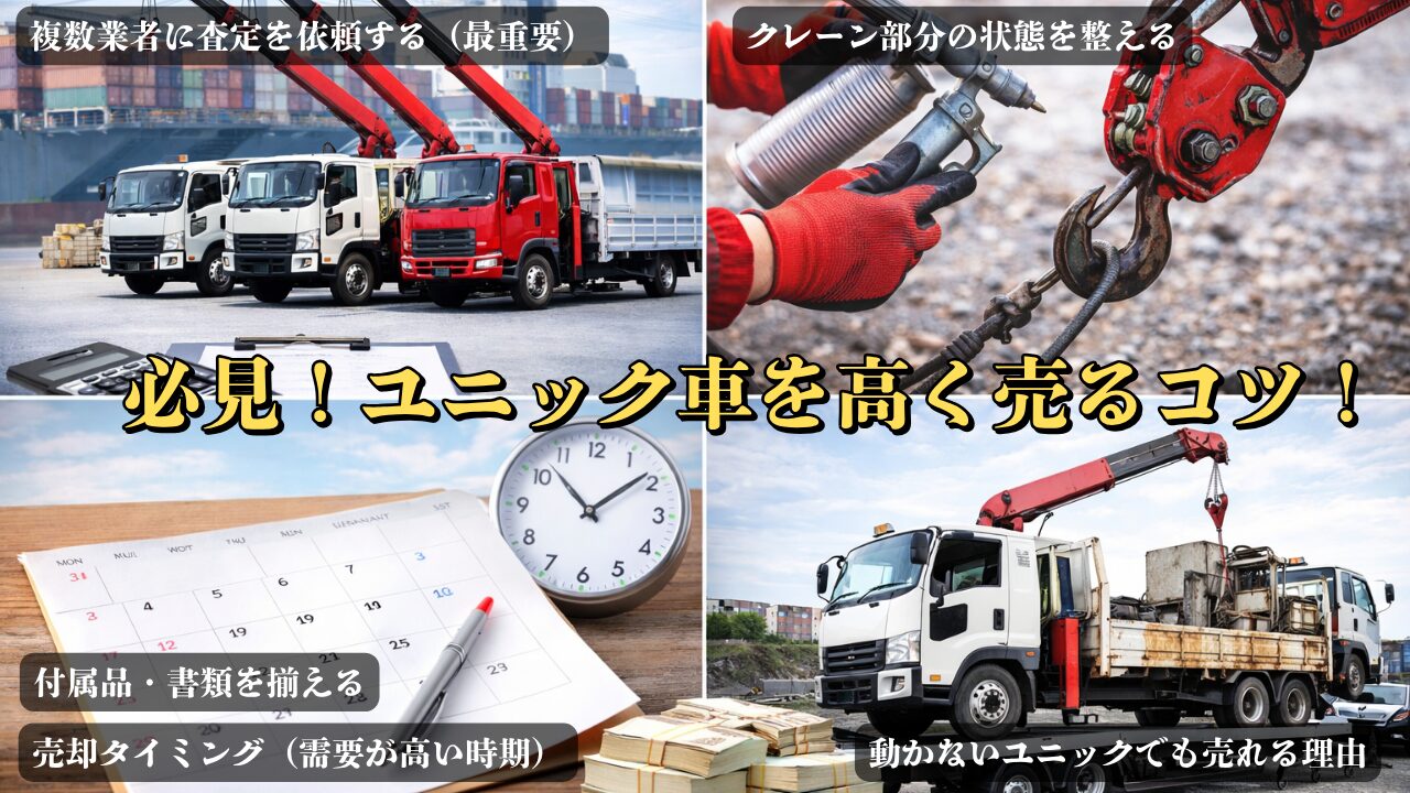 ユニック車を高く売るコツの図解